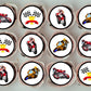 Motorbike Racing Theme Edible Cupcake Toppers on frosted cupcakes