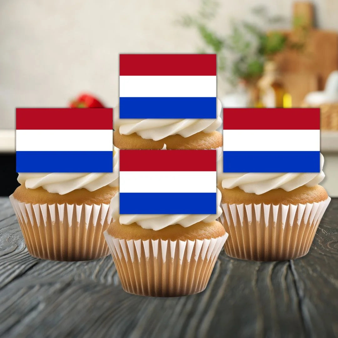 Netherlands Flag Edible Cupcake Toppers