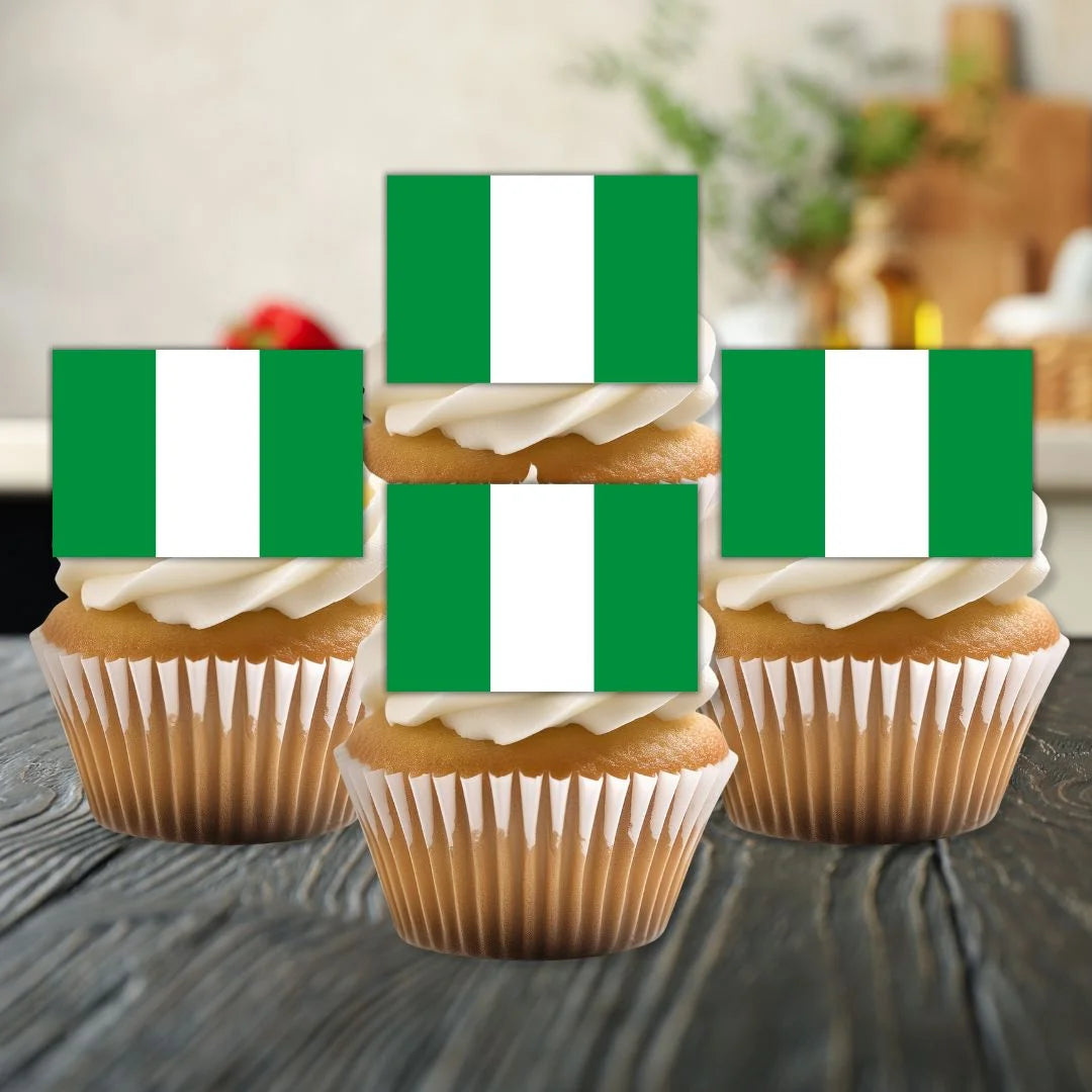 Nigeria Flag Edible Cupcake Toppers