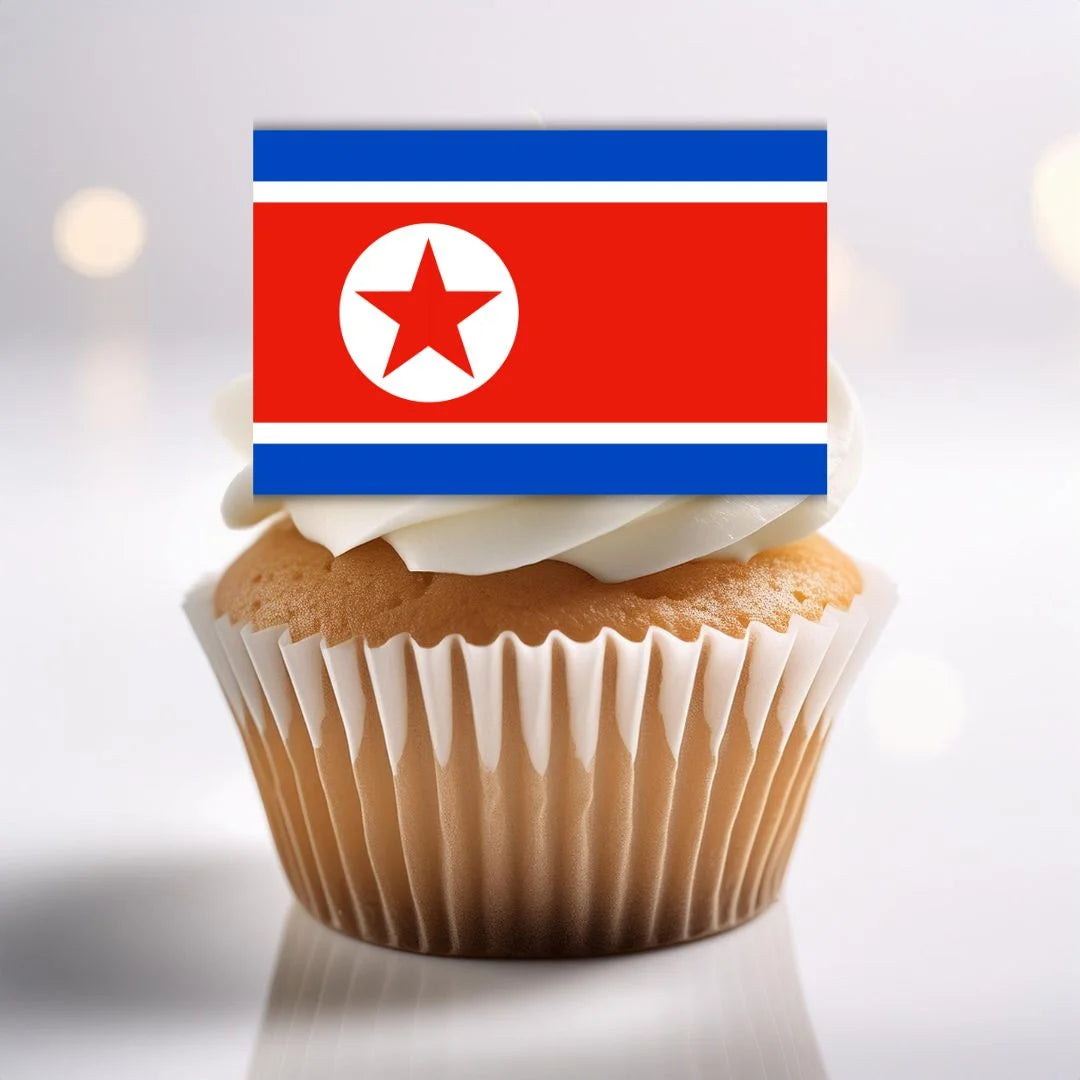 North Korea Flag Edible Cupcake Toppers