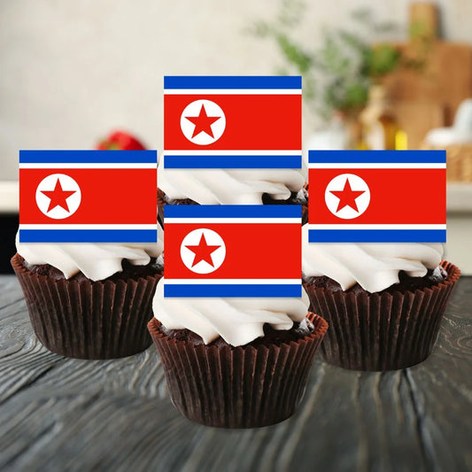 North Korea Flag Edible Cupcake Toppers