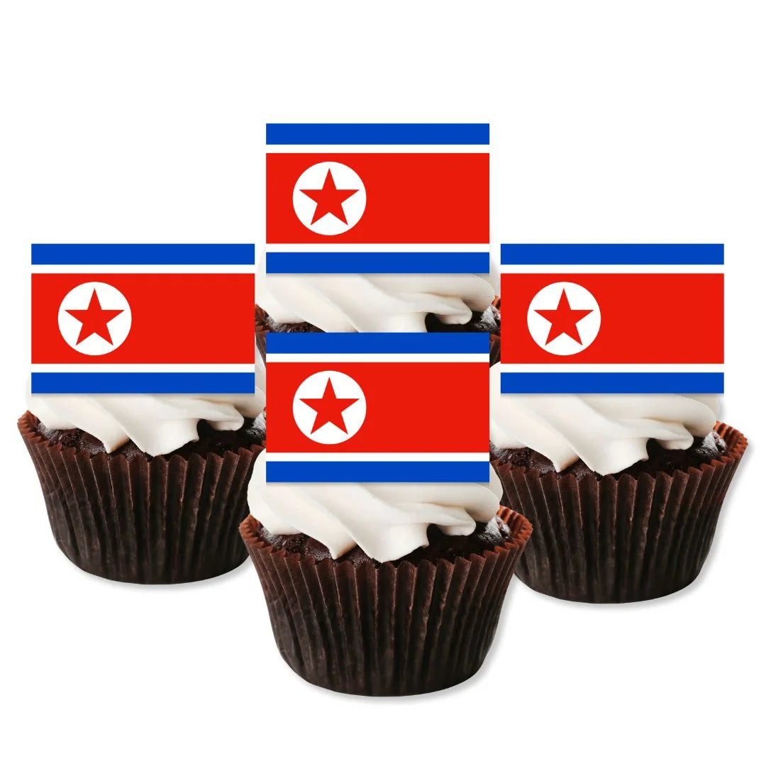 North Korea Flag Edible Cupcake Toppers