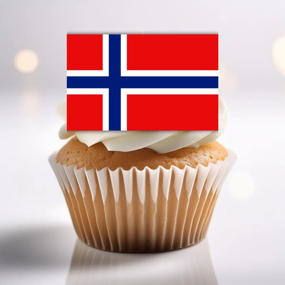 Norway Flag Edible Cupcake Toppers