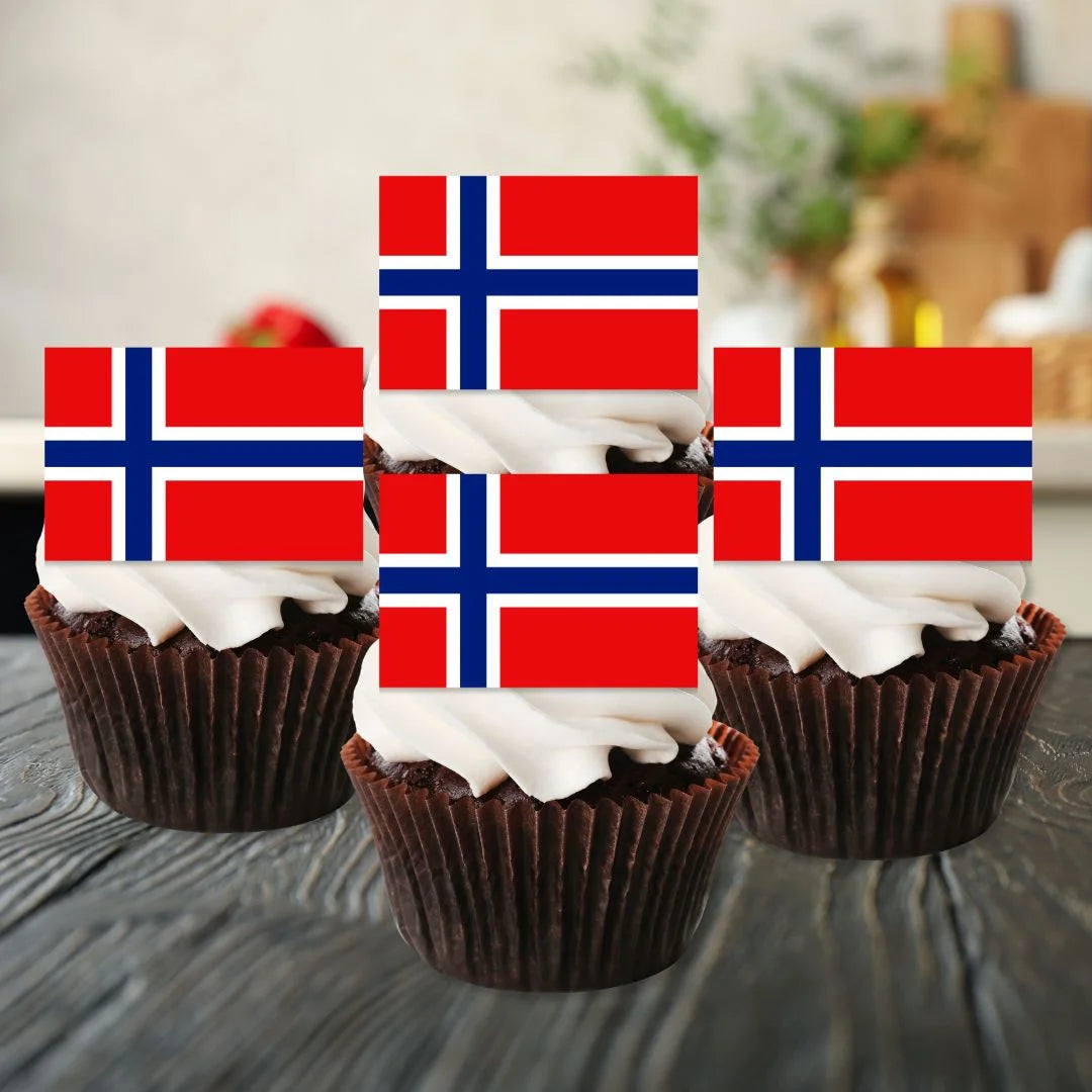 Norway Flag Edible Cupcake Toppers