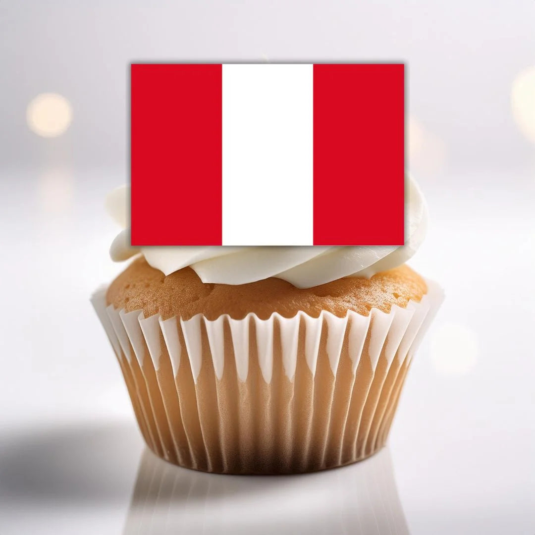 Peru Flag Edible Cupcake Toppers