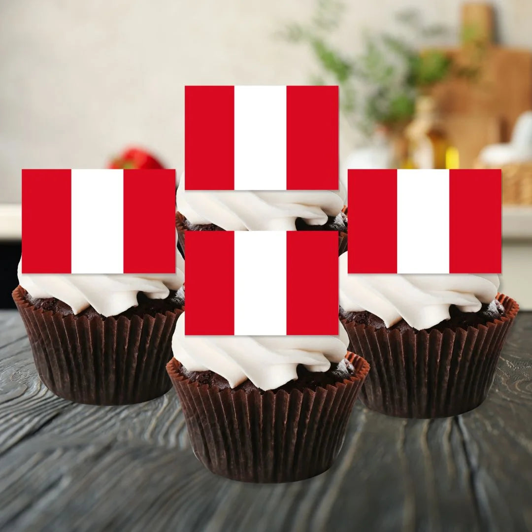 Peru Flag Edible Cupcake Toppers