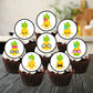 Pineapple Edible Cupcake Toppers on chocolate cupcakes with white frosting