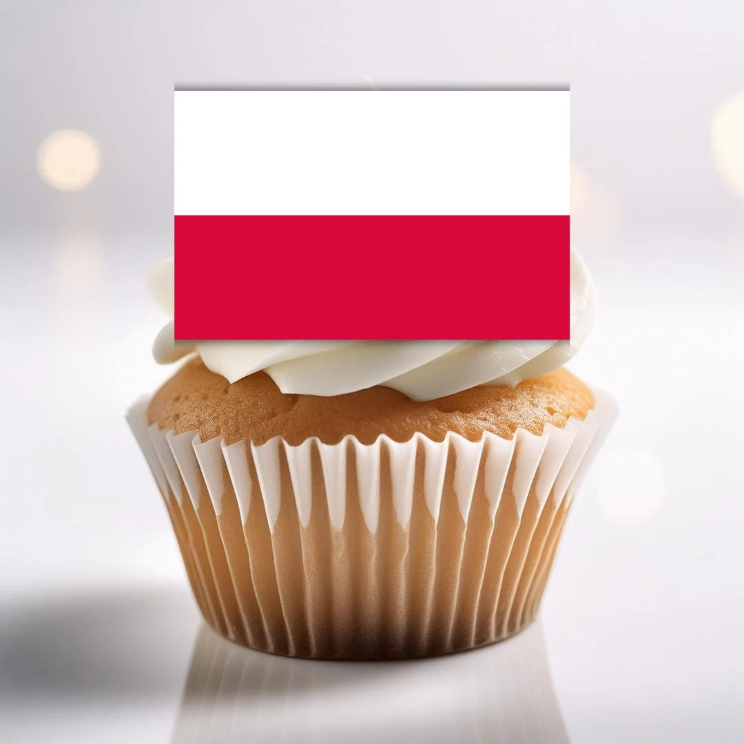 Poland Flag Edible Cupcake Toppers