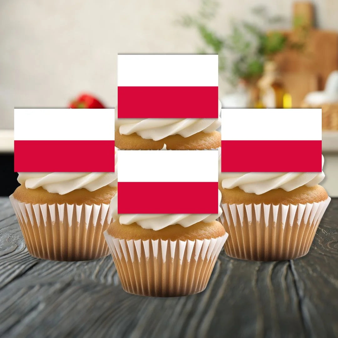 Poland Flag Edible Cupcake Toppers