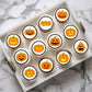 Halloween Pumpkins Edible Cupcake Toppers on chocolate cupcakes with white frosting 