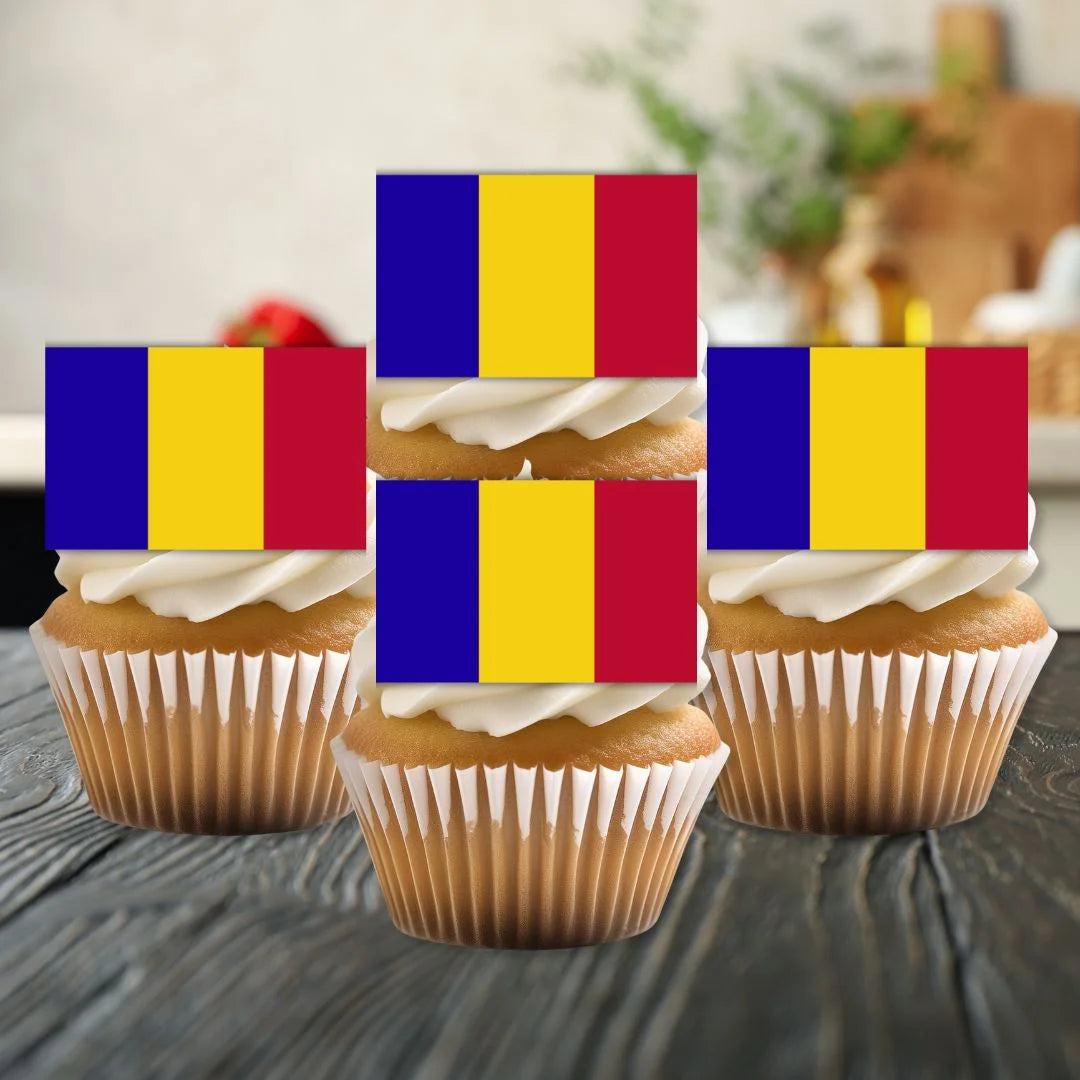 Romania Flag Edible Cupcake Toppers