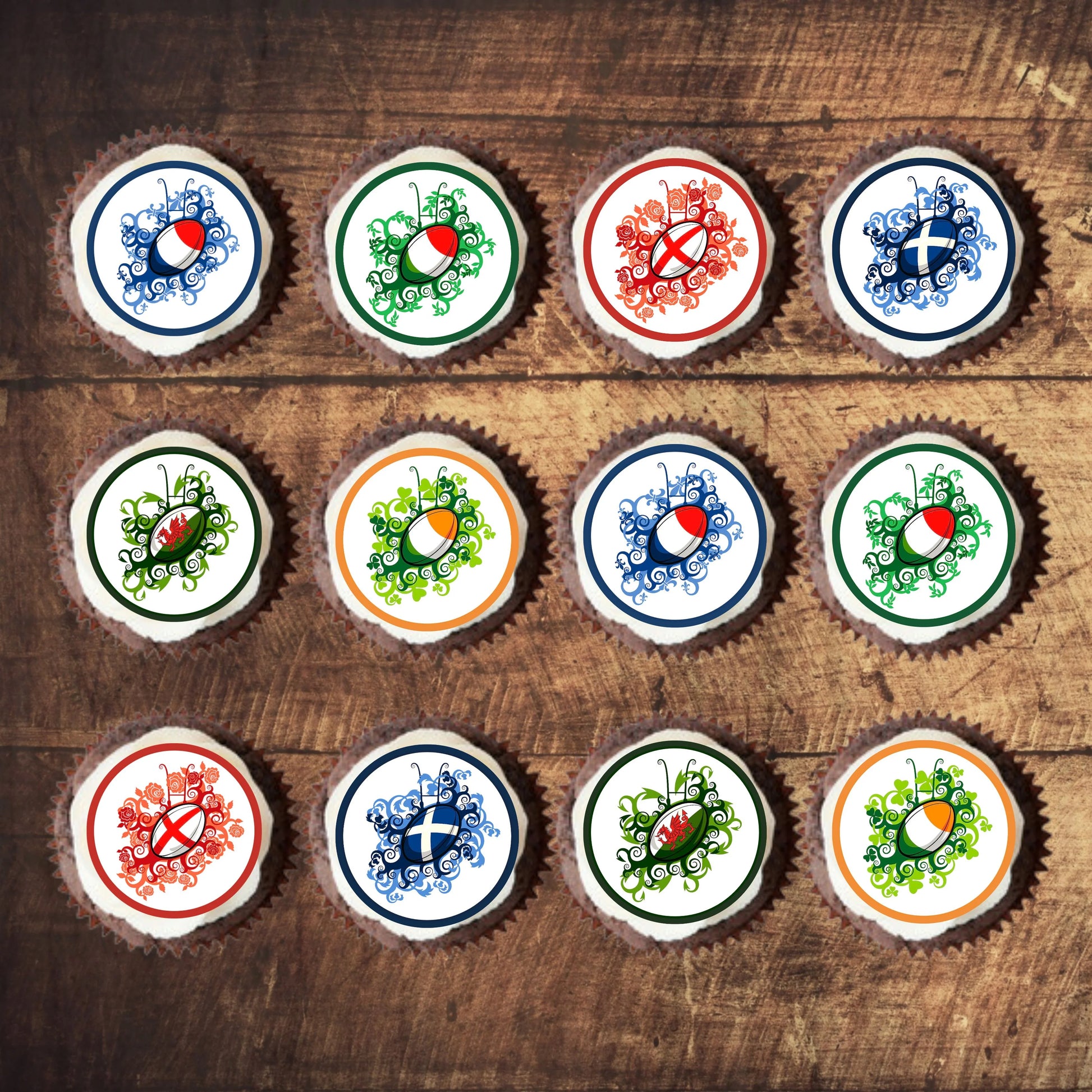 Rugby Six Nations Edible Cupcake Toppers