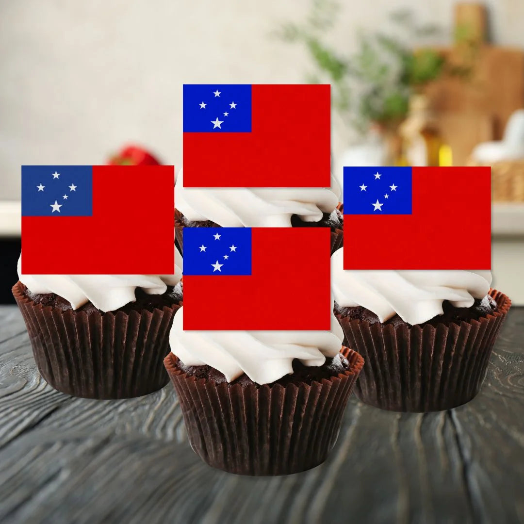 Samoa Flag Edible Cupcake Toppers