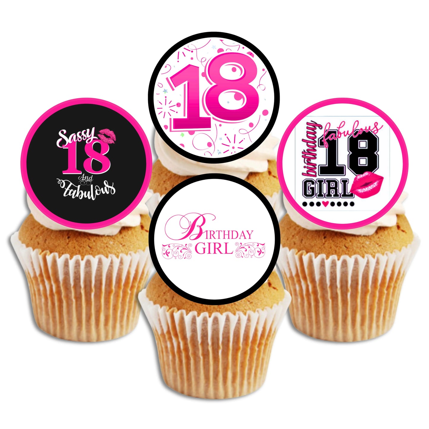 18th Birthday Girl Sassy Edible Cupcake Toppers