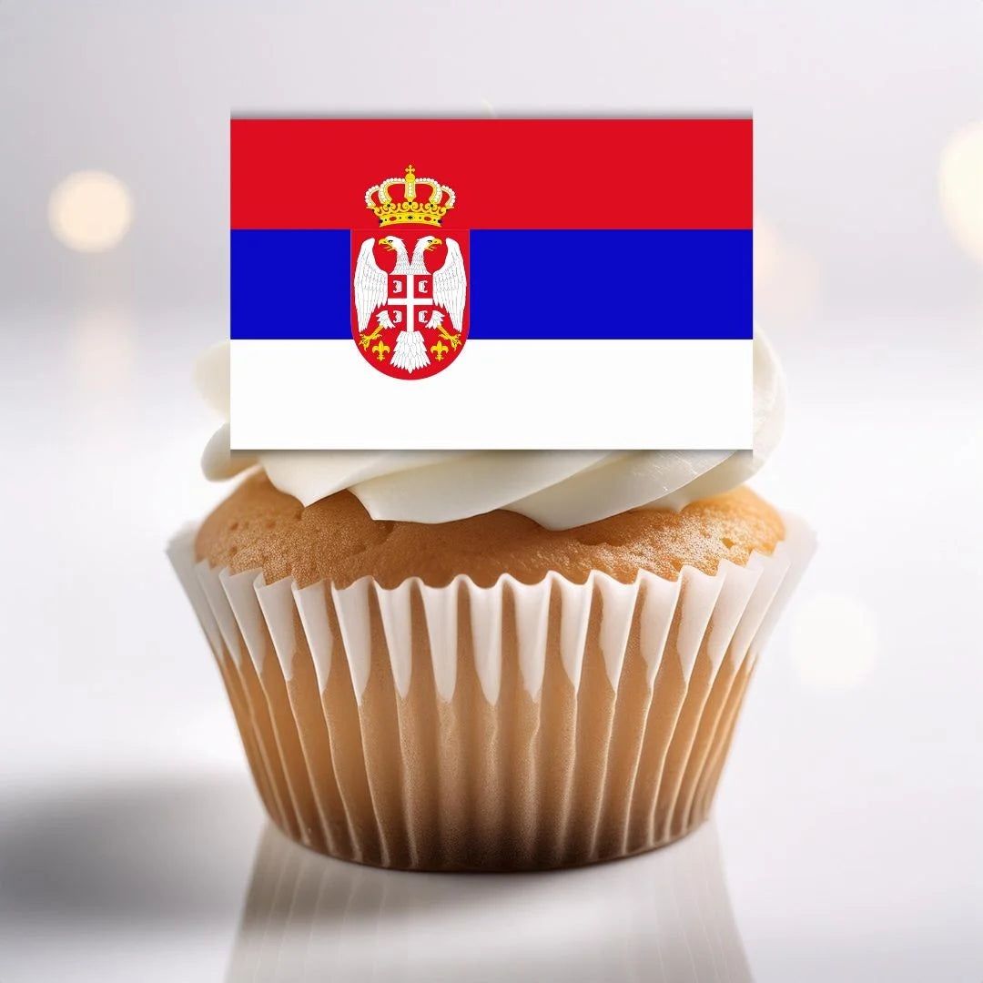 Serbia Flag Edible Cupcake Toppers