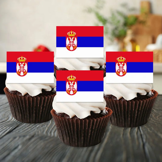 Serbia Flag Edible Cupcake Toppers