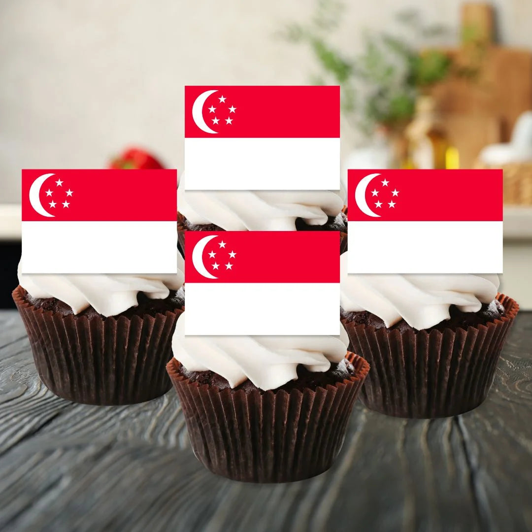 Singapore Flag Edible Cupcake Toppers