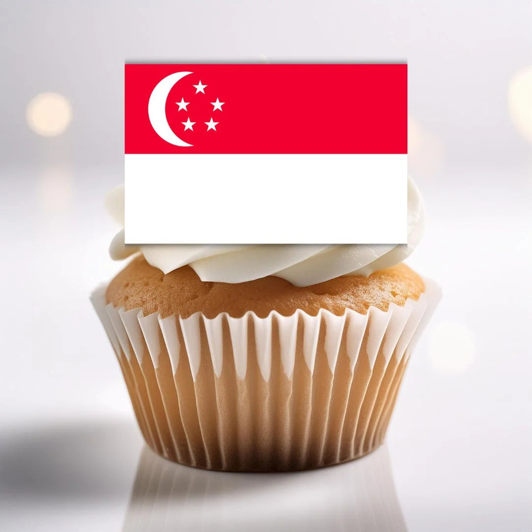 Singapore Flag Edible Cupcake Toppers