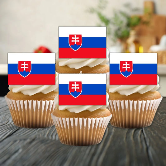 Slovakia Flag Edible Cupcake Toppers