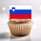 Slovenia Flag Edible Cupcake Topper on white frosted cupcake