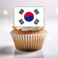 South Korea Flag Edible Cupcake Topper on white frosted cupcake