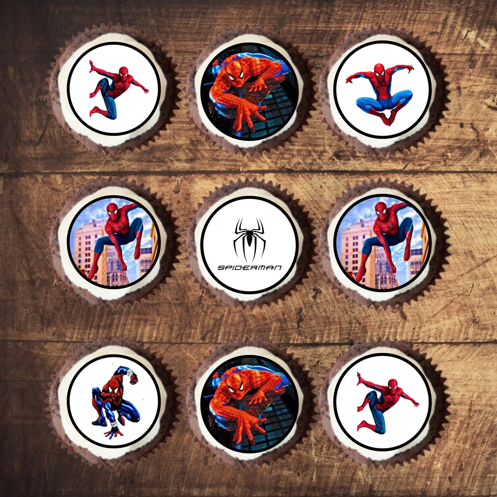 Spider-Man Theme Edible Cupcake Toppers