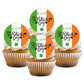 Cupcakes with St. Patrick's Day-themed decorations on a white background