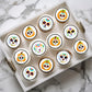 Halloween Sugar Skulls Theme Edible Cupcake Toppers on chocolate cupcakes with white frosting