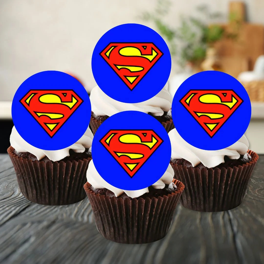 Superman Themed Edible Cupcake Toppers