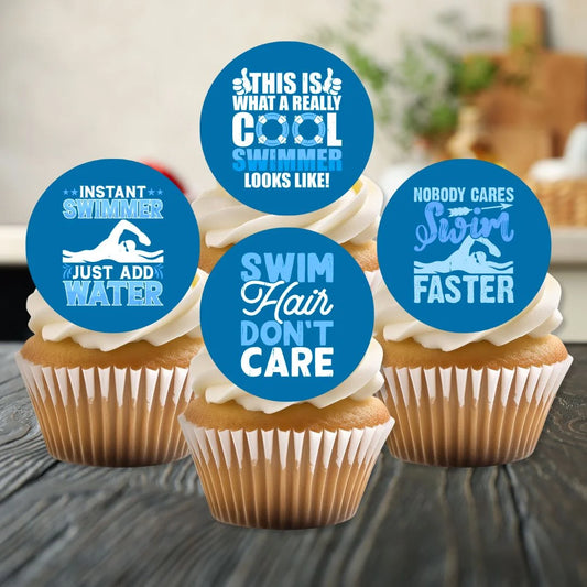 Swimming Theme Edible Cupcake Toppers