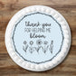 Thank You For Helping Me Bloom Edible cake Topper on a white frosted cakes 