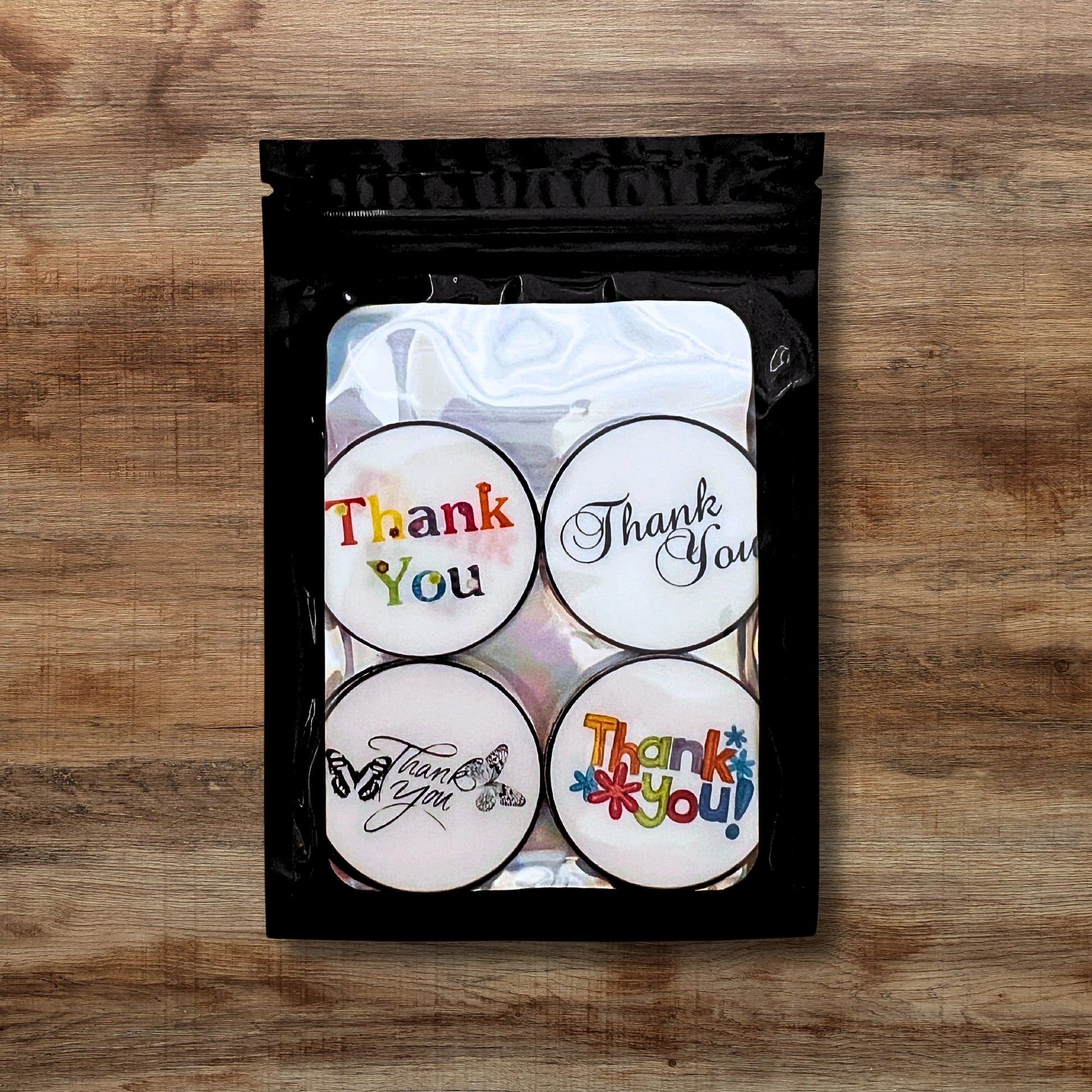 Thank You Mix Edible Cupcake Toppers in black packaging 