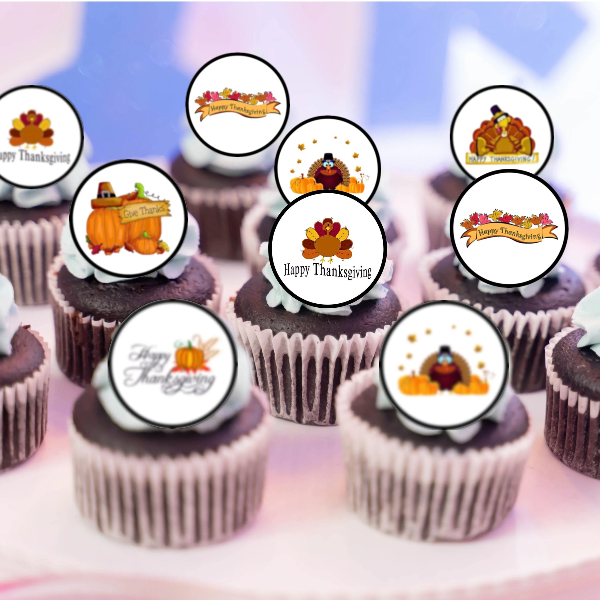 Topper Gool Thanksgiving Cupcake Toppers - Edible Cake Decorations – Cian's Cupcake ...