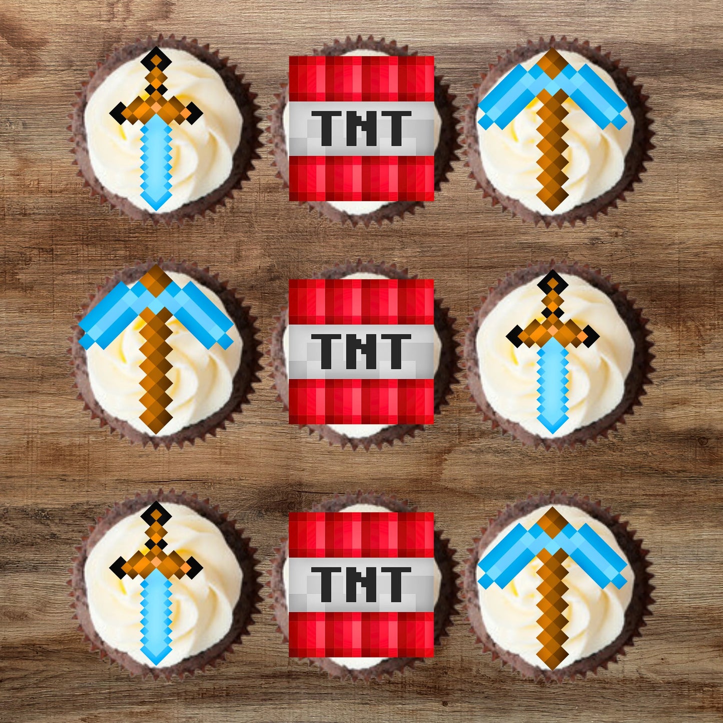 TNT Pixel Craft Edible Cupcake Toppers