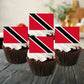 Trinidad & Tobago Flag Edible Cupcake Toppers on chocolate cupcakes with white frosting