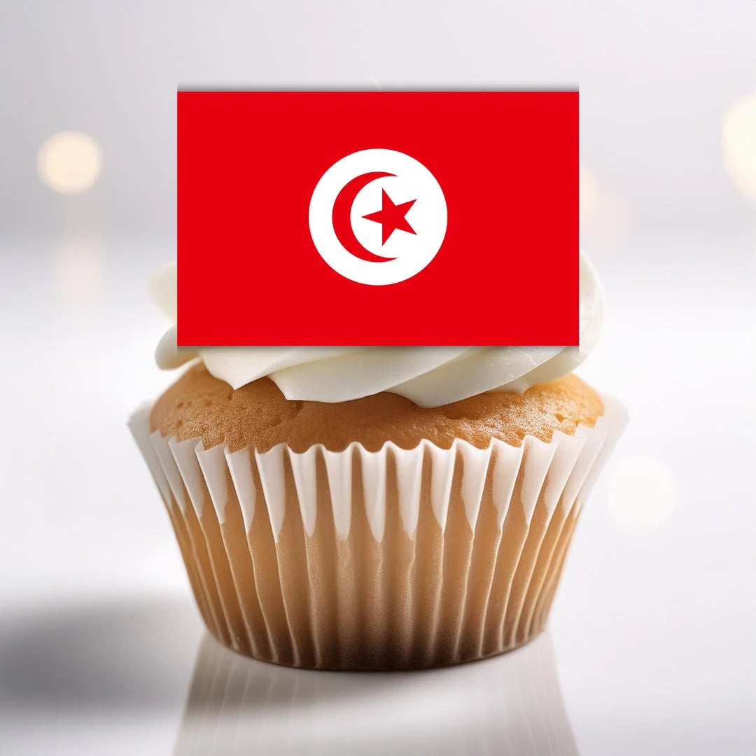 Tunisia Flag Edible Cupcake Toppers 