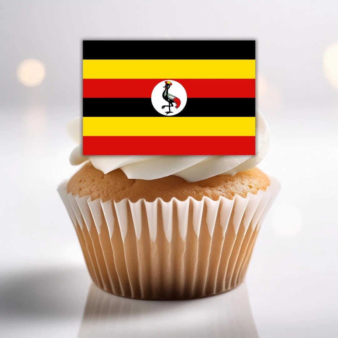 Uganda Flag Edible Cupcake Toppers