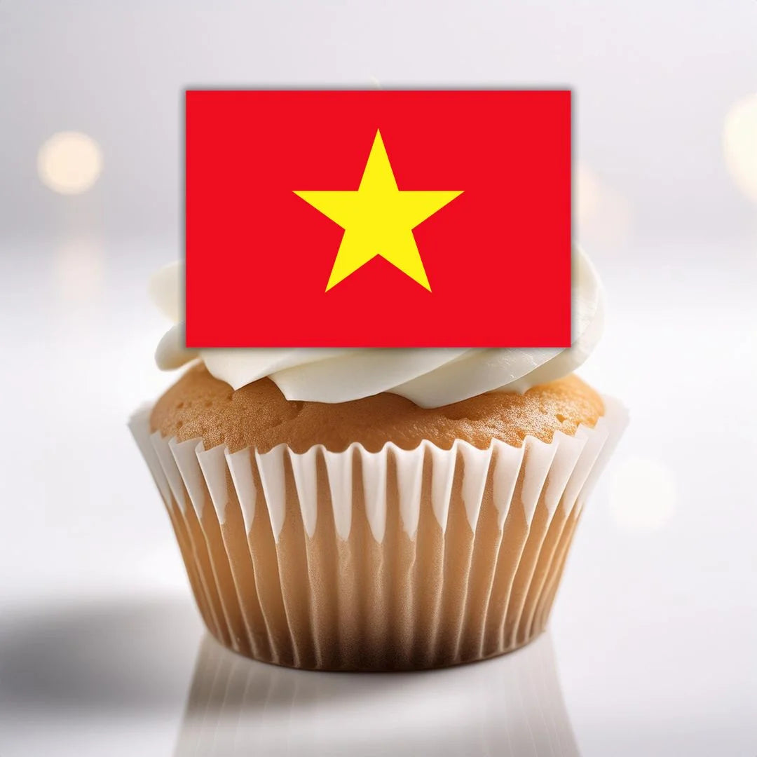 Vietnam Flag Edible Cupcake Toppers