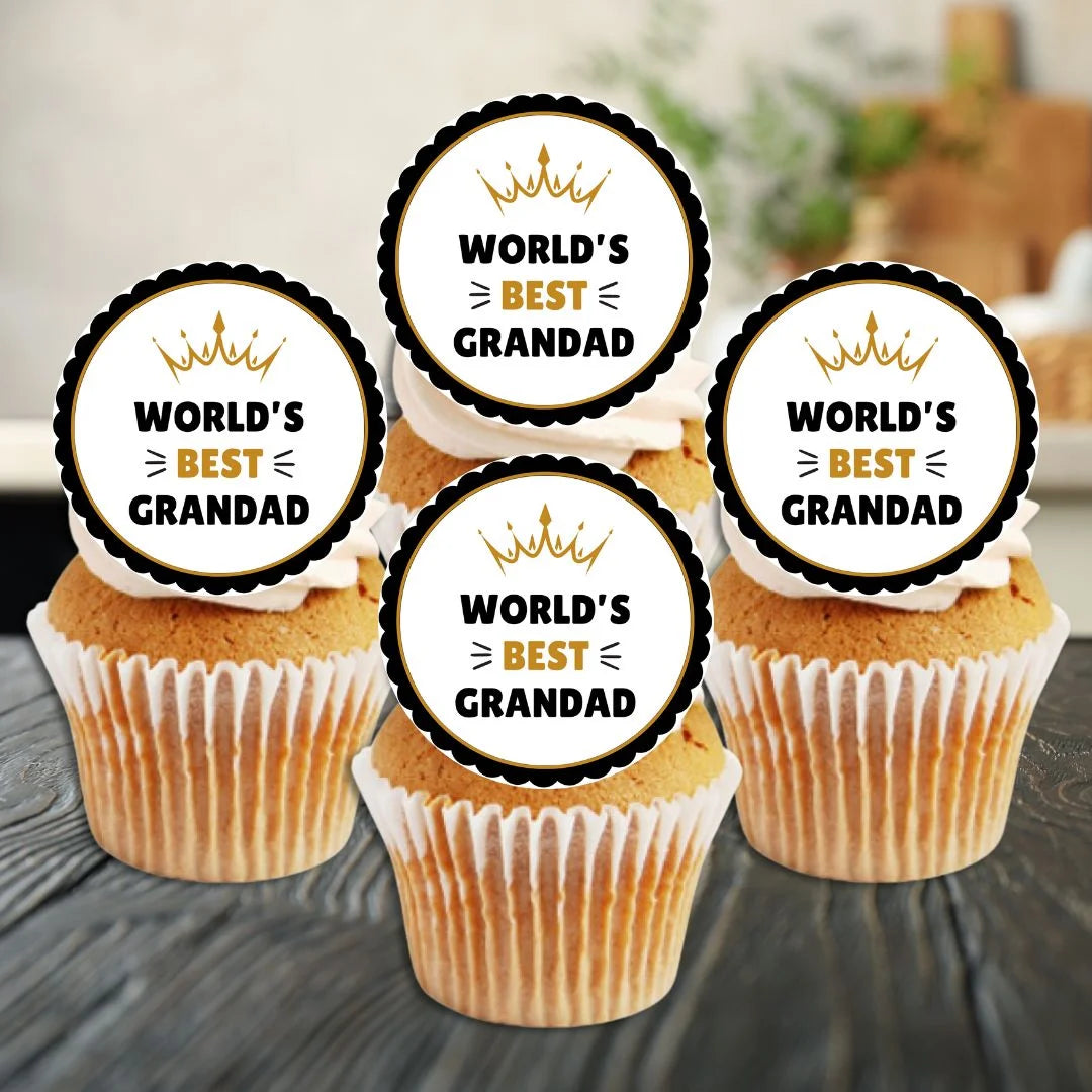 World's Best Grandad Edible Cupcake Toppers