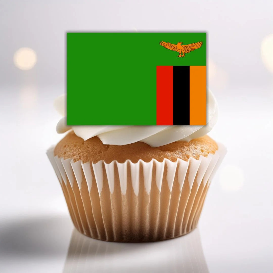 Zambia Flag Edible Cupcake Toppers