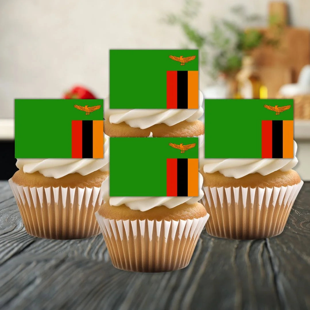 Zambia Flag Edible Cupcake Toppers